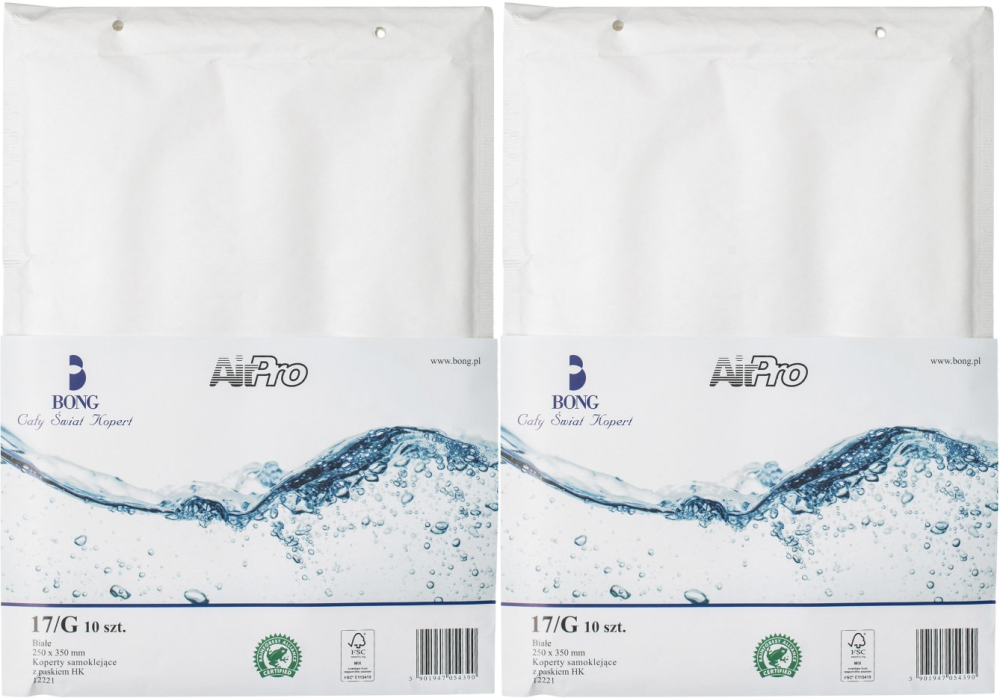 2x Koperta bąbelkowa Bong AirPro, G17, 250x350mm, 10 sztuk, biały