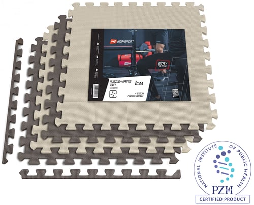 Tapis de protection fitness puzzle en mousse EVA 1 cm - 4 Pièces Marron/Beige