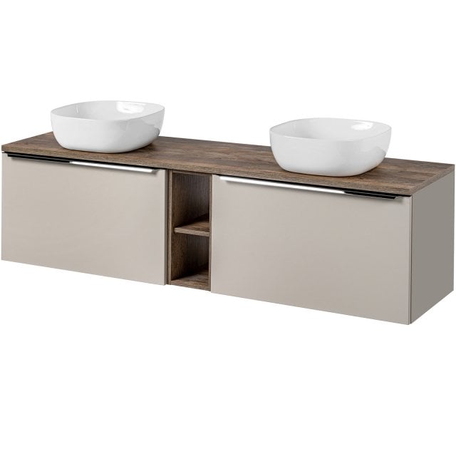 COMAD Zestaw mebli SANTA FE TAUPE 3 szafki z blatem OAK 180 cm, 2 umy