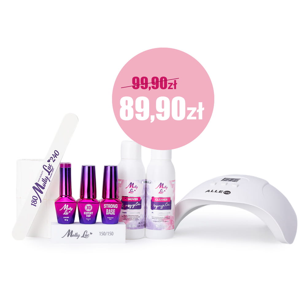 Zestaw do manicure hybrydowego Let's start MollyLac z lampą UV/LED 54W