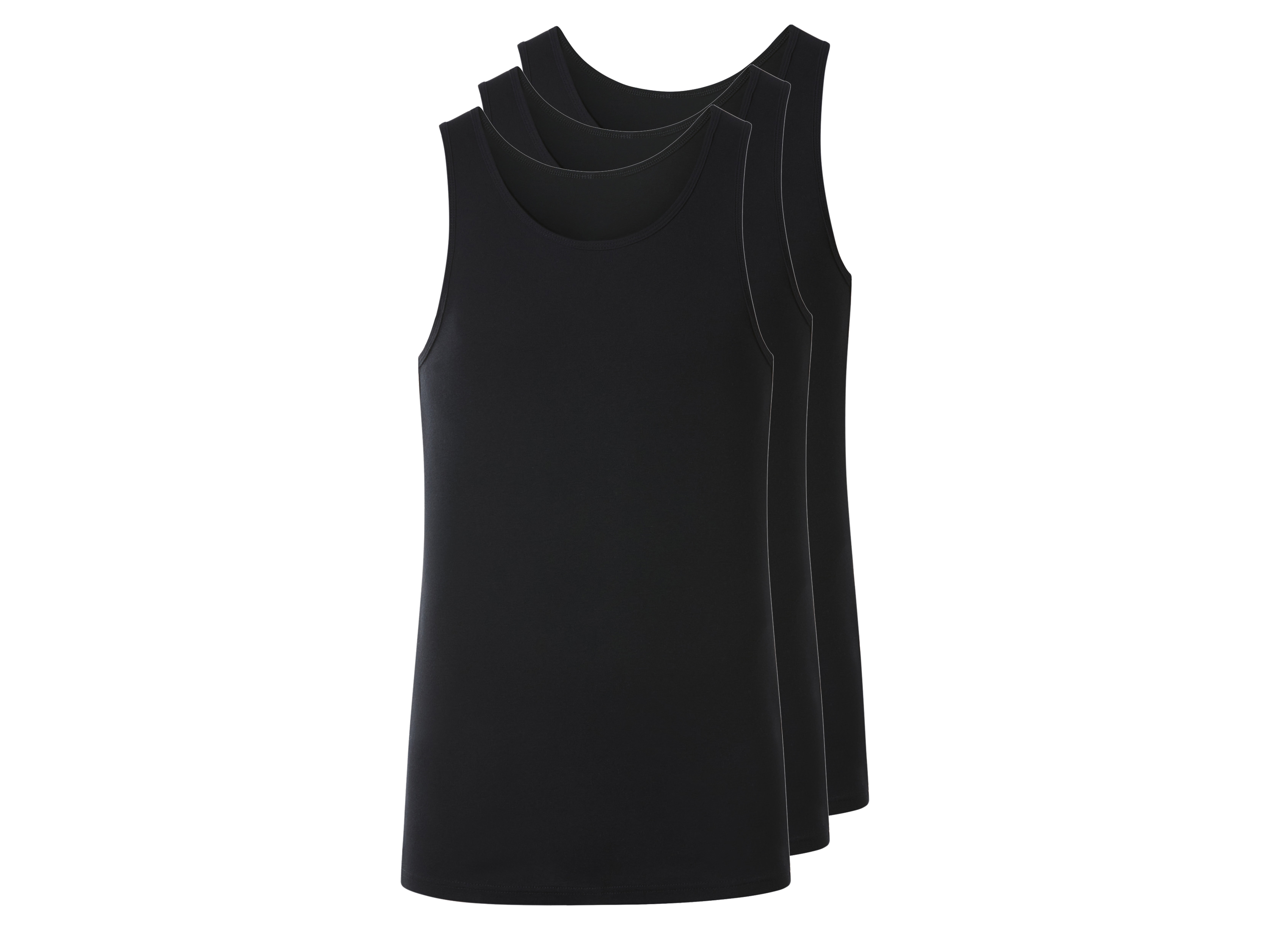 esmara Men Podkoszulki męskie z bawełny, 3 sztuki Czarny, 9/3Xl