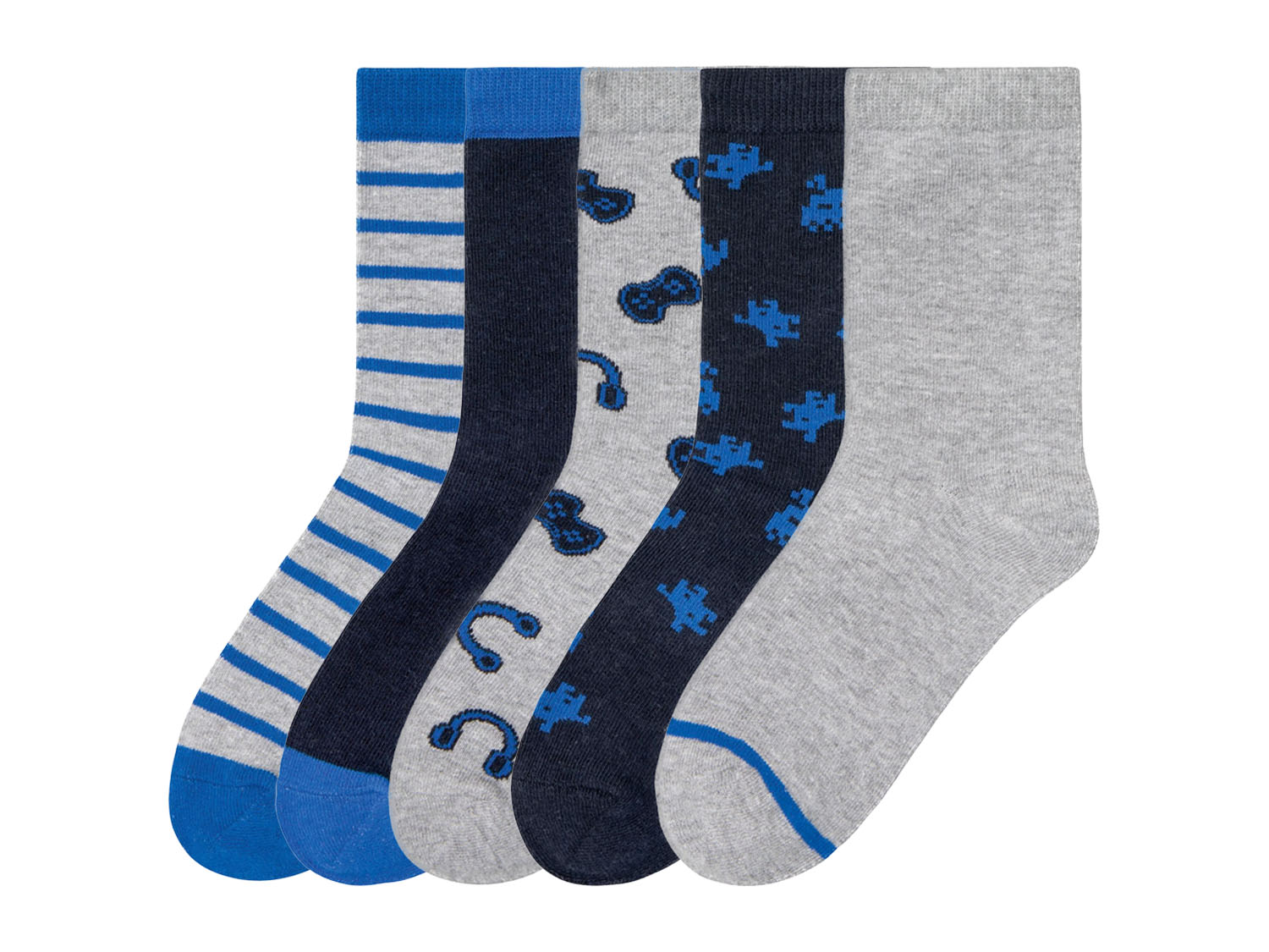 pepperts! Skarpety chłopięce, 5 par 35/38, Szary/ niebieski/ granatowy
