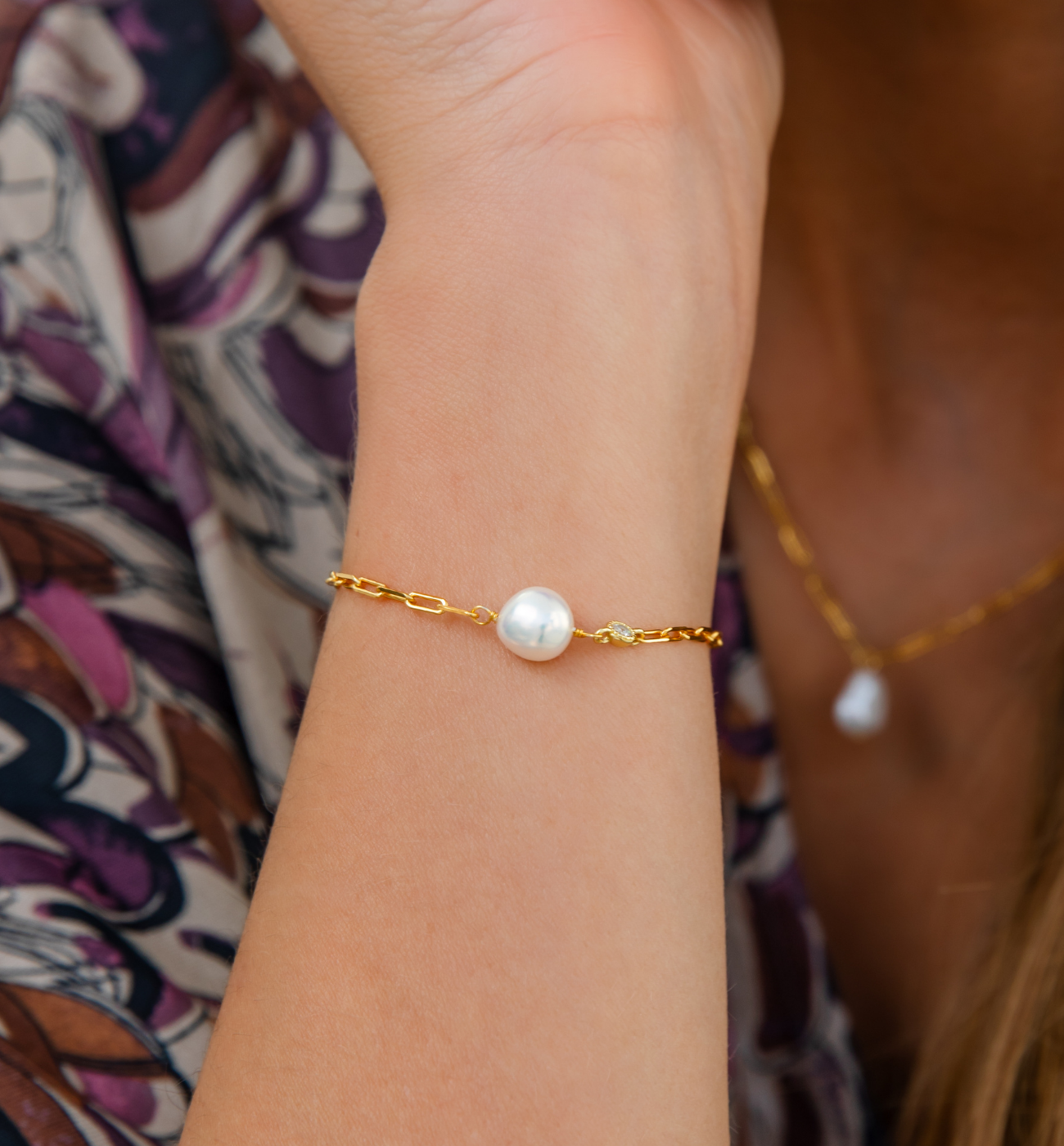 Bransoletka złota z perłą BLT0009