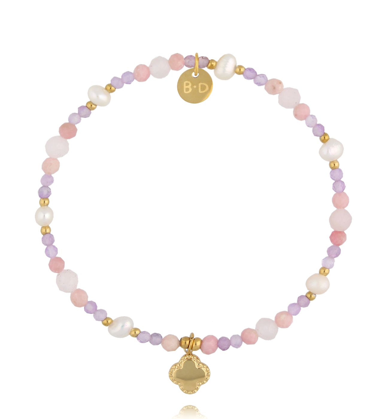 Bransoletka różowa z koniczynką BTW3404