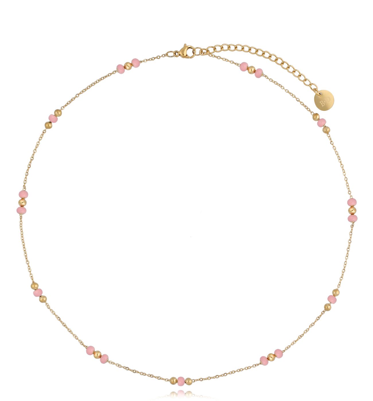 Naszyjnik z różowymi kuleczkami emaliowanymi Enamel Balls - By Dziubeka