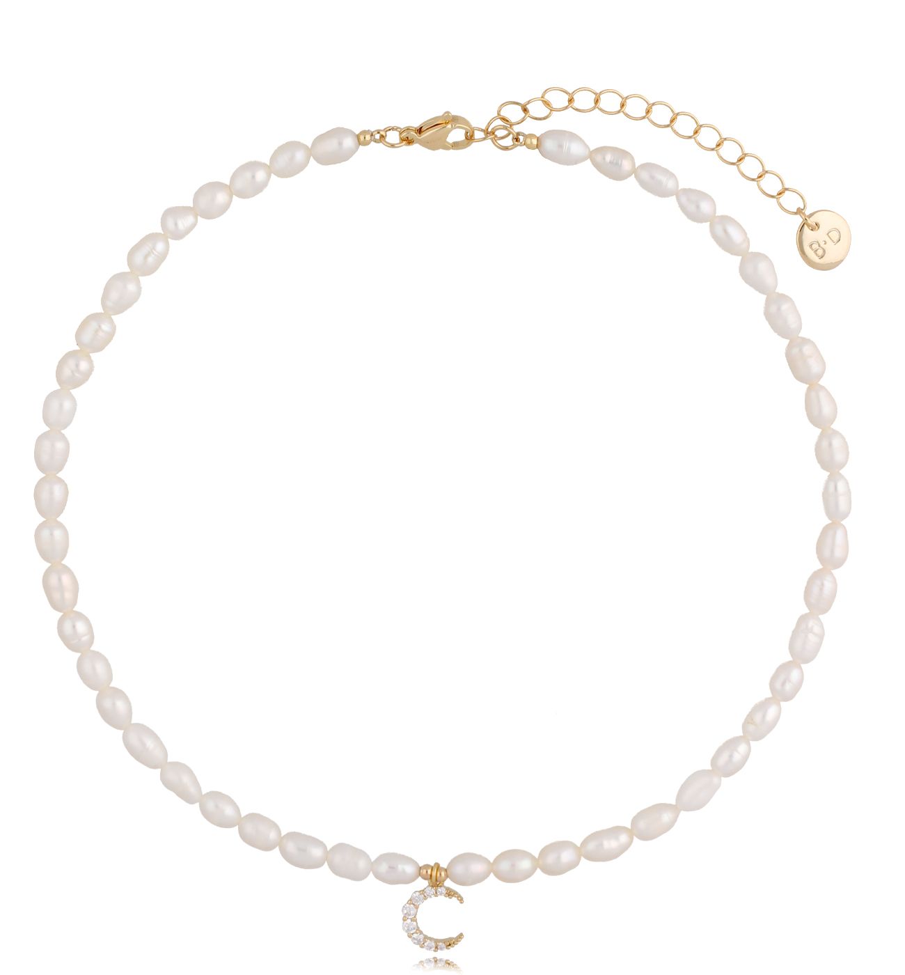 Naszyjnik złoty z perełek z księżycem Cristal Moon - By Dziubeka