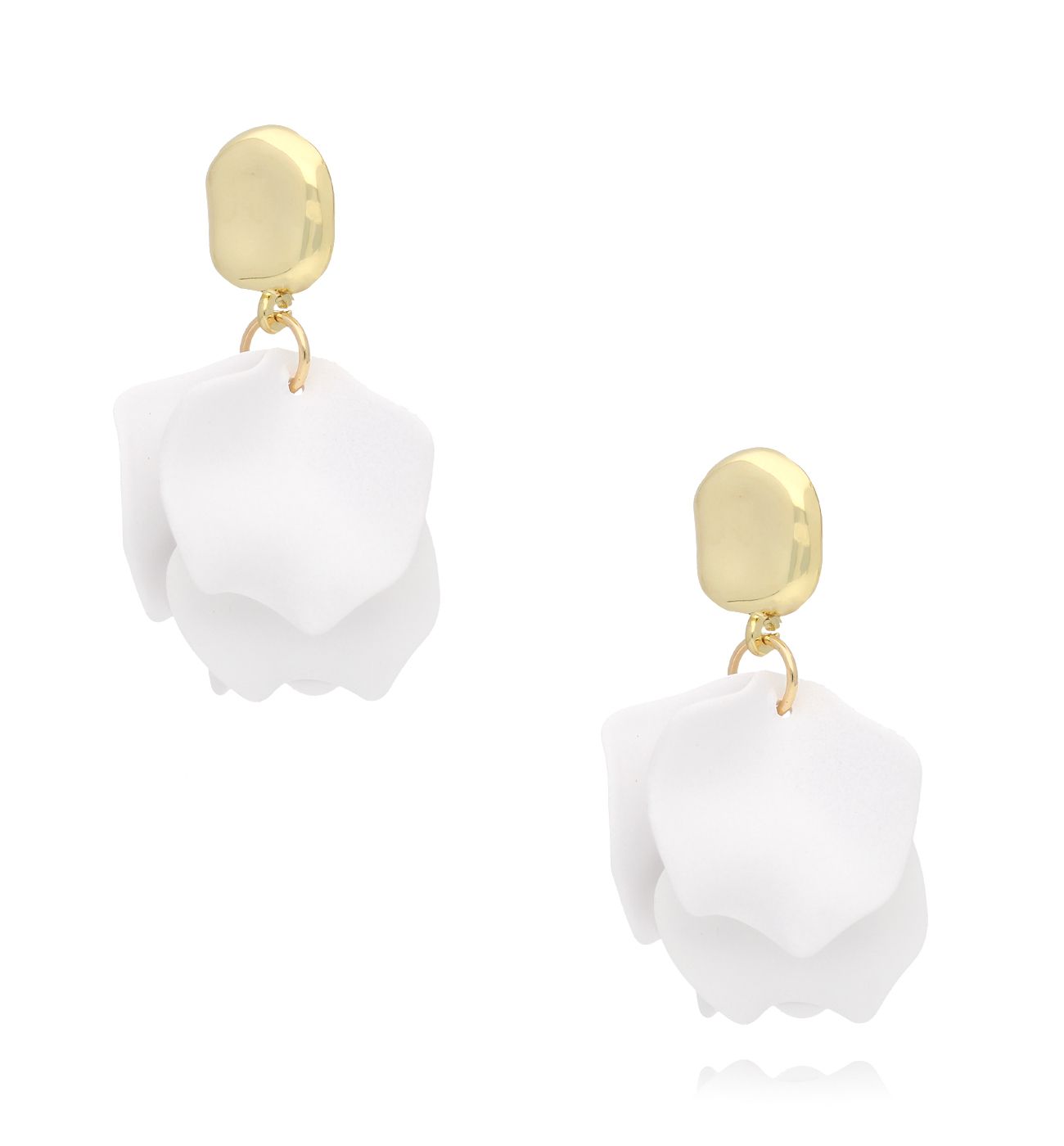 Kolczyki białe z płatkami Berenika KFF0105