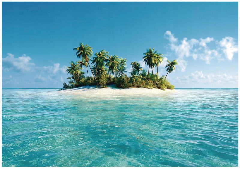 Fototapeta WALLARENA Do Sypialni Salonu Na Flizelinie Plaża Palmy Wyspa Niebieski 400x280 cm 16057VX8 1 szt.