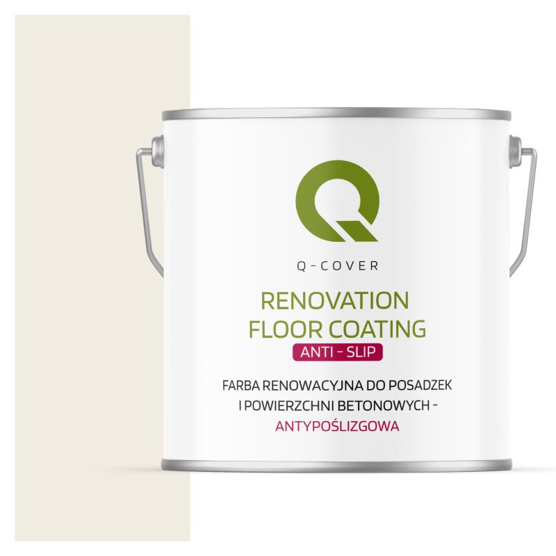 Farba Antypoślizgowa do Posadzek i Powierzchni Betonowych Renowacyjna Q-Cover Biały Alpejski RAL9010 5L