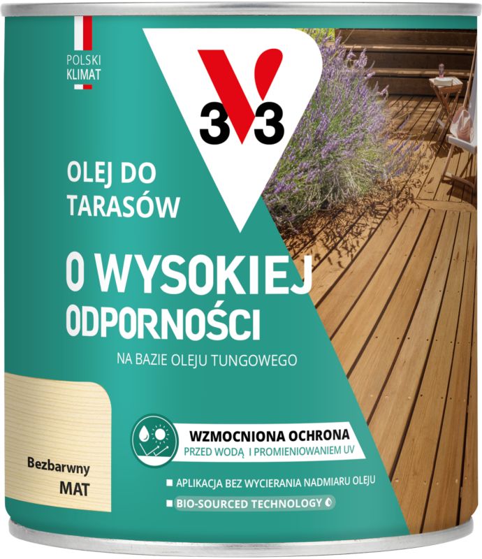 Olej do tarasów o wysokiej odporności V33 bezbarwny 0,75 l