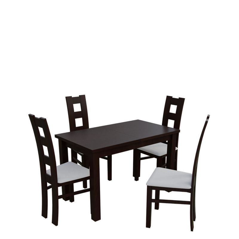 Zestaw RO16 MIRJAN 24 Stół rozkładany S18-L 80x160/200 + 6 krzeseł K31 orzech + biała ekoskóra 1 kpl.