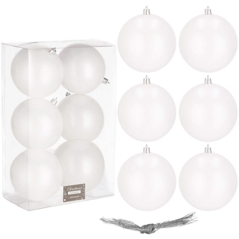 Bombki choinkowe Springos ozdoby świąteczne zestaw perłowy biały 6 szt.