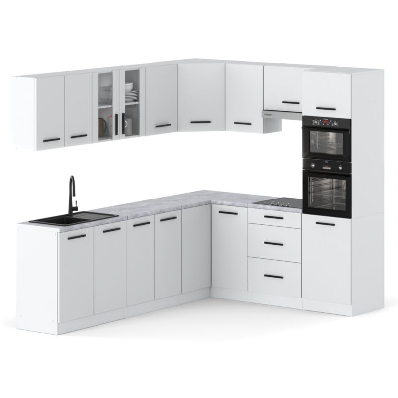 Zestaw Kuchenny Hurtownia-Mebli Z Blatem Kuchnia Marra Narozna 460cm Biały Mat Biały Mat 460x47x145 cm 1szt.