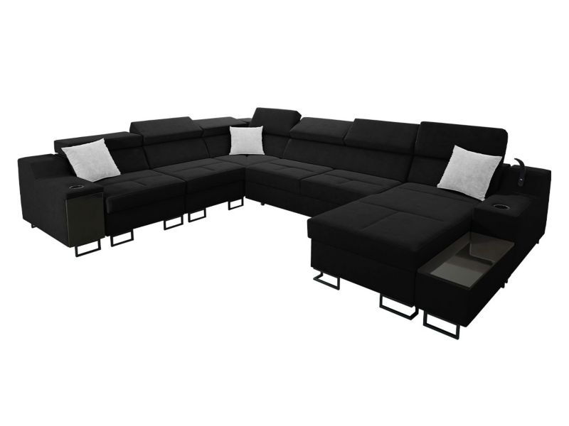 Narożnik z funkcją spania MIRJAN 24 Alicante VIII prawy czarny/czarny/gołębi 1 szt.