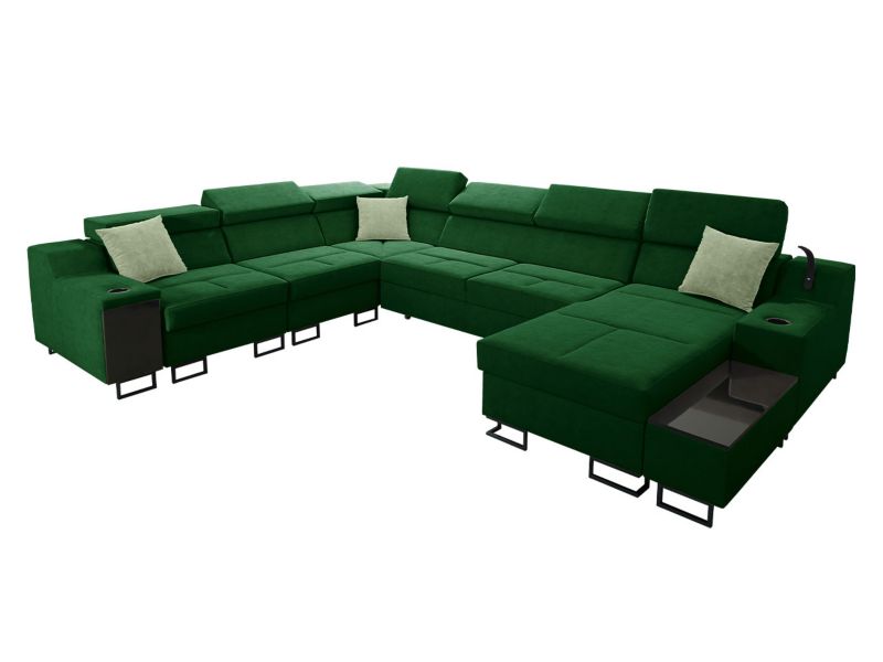 Narożnik z funkcją spania MIRJAN 24 Alicante VIII prawy butelkowa zieleń/butelkowa zieleń/jasnozielony 1 szt.