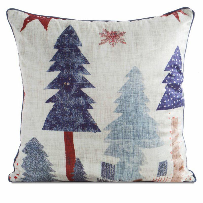 Poszewka 168 Eurofirany Świąteczna na poduszkę 45x45 cm Choinki Biała 1 szt.