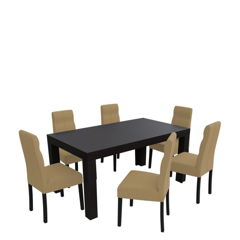 Zestaw RO47 MIRJAN 24 Stół rozkładany SF-25 90x160/210 + 6 krzeseł K63 wenge + piaskowy 1 kpl.