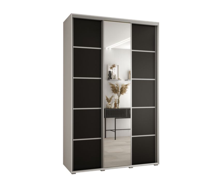 Szafa przesuwna Abiks DAVOS 5 wysoka szer.150cm gł.45cm biały/czarny/srebrny 1szt.