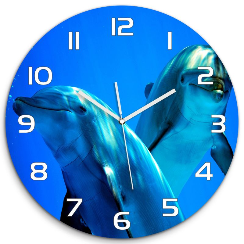 Zegar szklany Tulup Dwa delfiny fi30 cm cichy 1 szt.