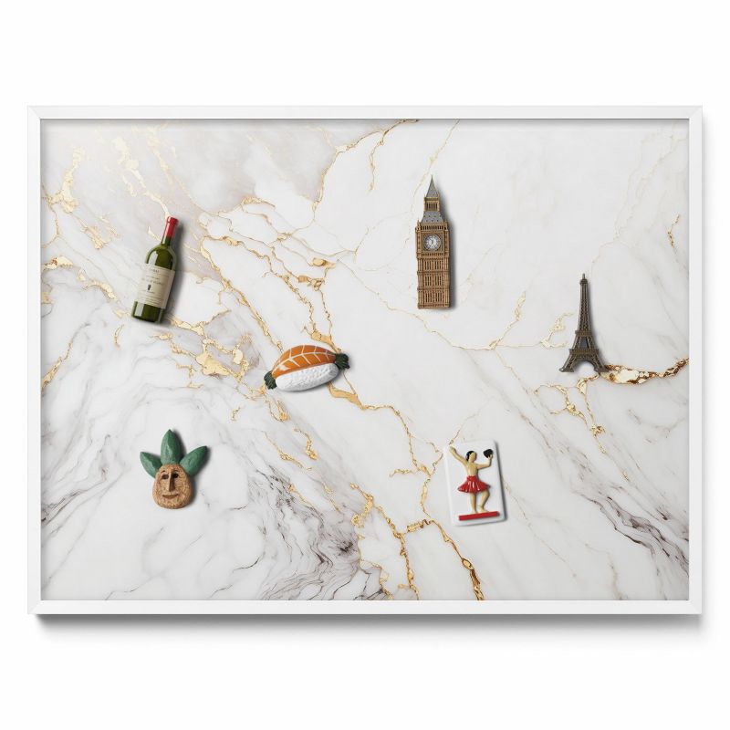 Tablica na notatki Tulup 80x60 cm Stylowy kamień marmur w białej ramie 1 szt.