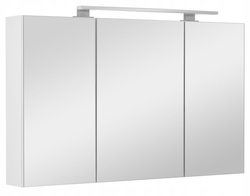 Szafka łazienkowa z lustrem MyFurni, 100 cm, biała połysk, oświetlenie LED, wisząca, lustrzana, 1 kpl.