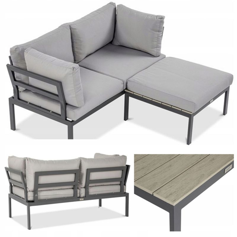 Narożnik Ogrodowy Modułowy JAVA Sofa Stolik 3w1 na Taras Ogrodowy Jasny 1 szt