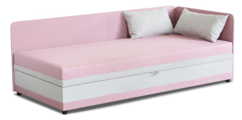 Tapczan jednoosobowy z pojemnikiem Bonni Hirek 90x200 Różowy/Szary 1 szt.