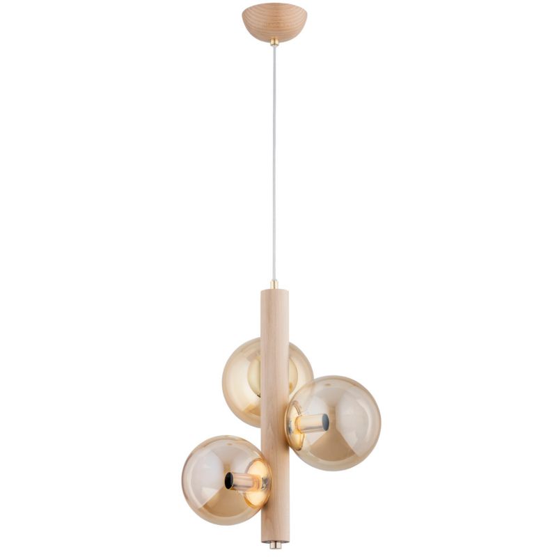 Lampa wisząca Alfa KANET jasne drewno-bursztynowy 3xE14x10W wym:90x35x35cm IP20 -1 szt.