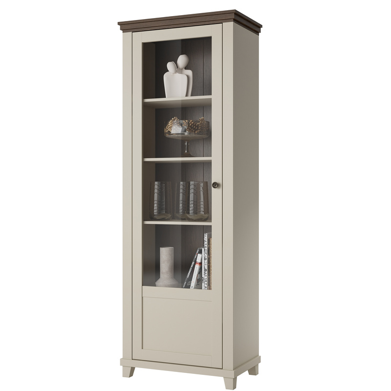 Witryna wysoka 71 cm na książki lewostronna IVORIA beż jasny