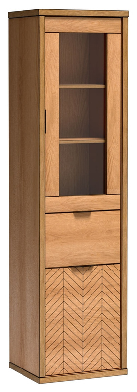 Witryna szklana do salonu FONETTI dąb karmel