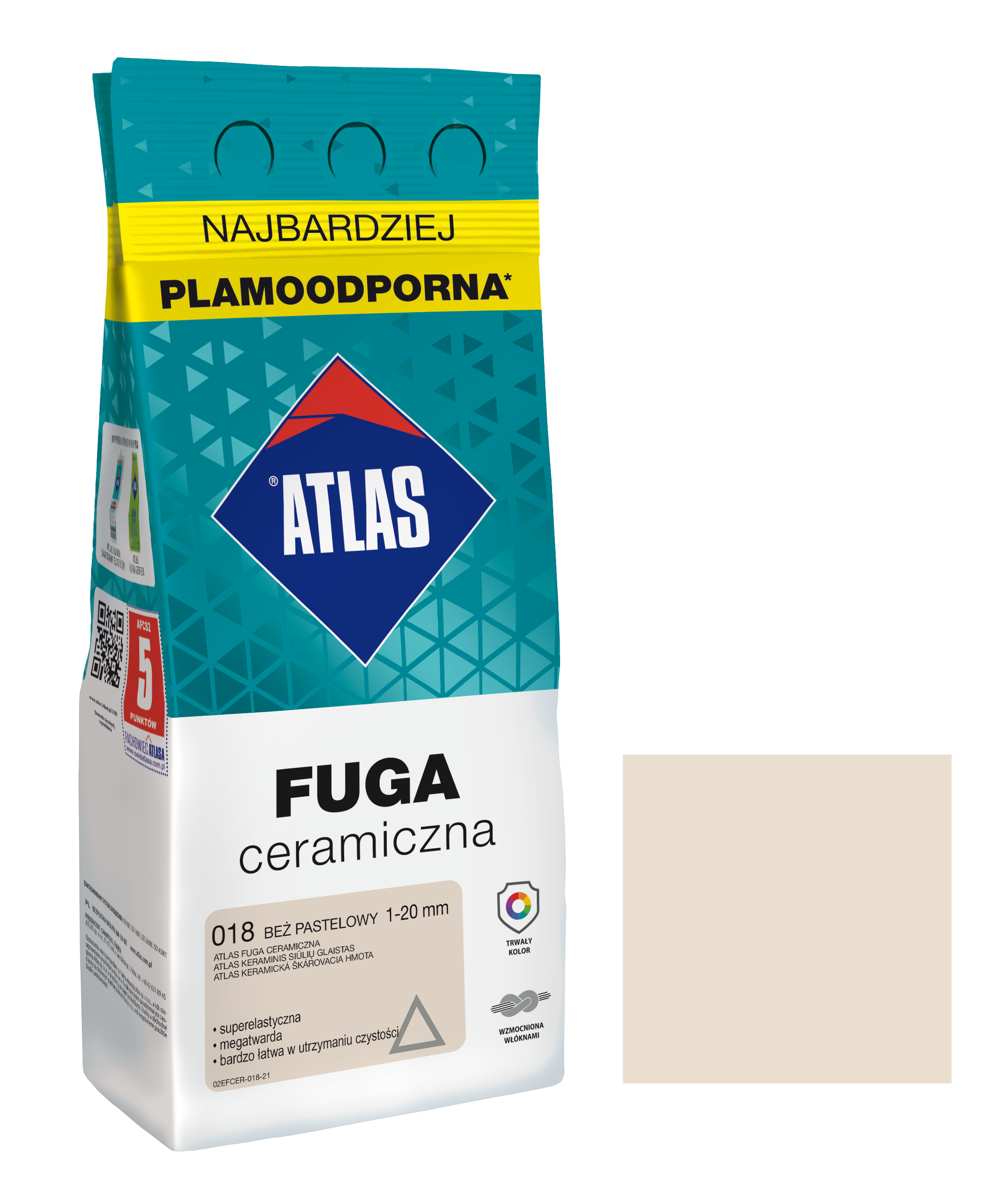 ATLAS FUGA CERAMICZNA 1-20MM 018 BEŻ PASTELOWY 2KG