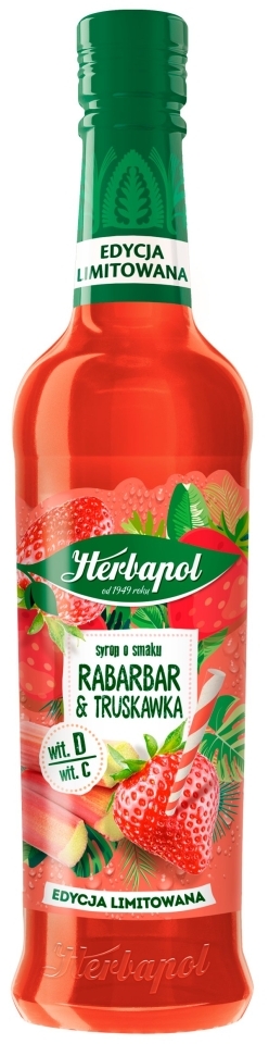 Syrop Herbapol Sezonowe Smaki, rabarbar i truskawka, 420ml