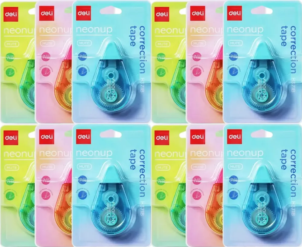 12x Korektor w taśmie Deli Neonup, 5mmx7m, 1 sztuka, mix kolorów