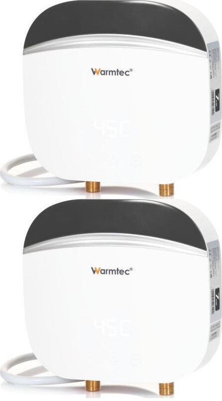 2x Przepływowy podgrzewacz wody Warmtec EcoSink+, elektryczny, 5.5 kW, biało-czarny
