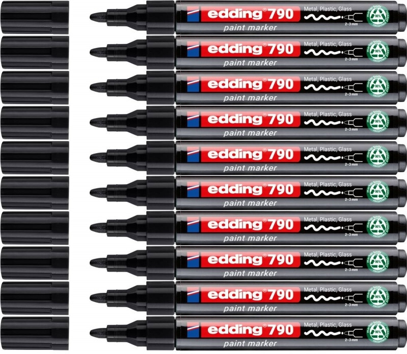 10x Marker olejowy edding e-790 PCR, okrągła, 2-3 mm, czarny