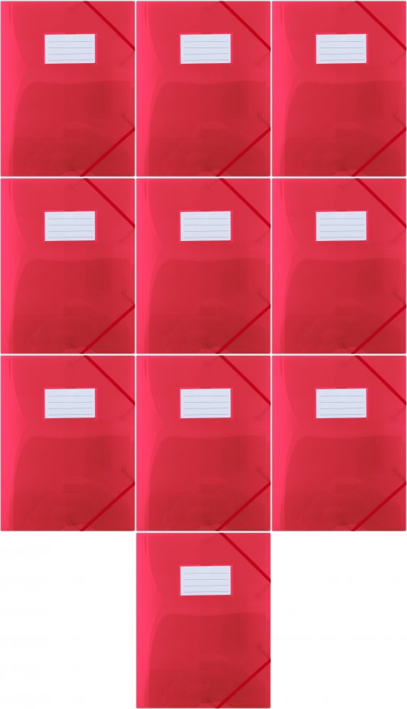 10x Teczka plastikowa z narożną gumką Donau, A4, czerwony