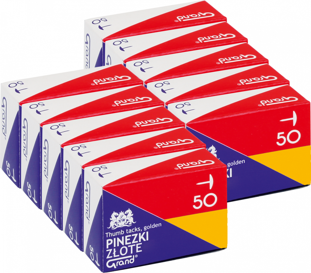 10x Pinezki Grand, 50 sztuk, złoty