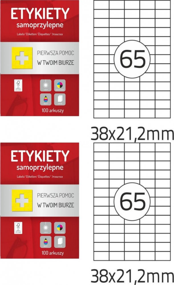 2x Etykiety samoprzylepne Dalpo Memo Label, 38x21.2mm, 100 arkuszy, biały