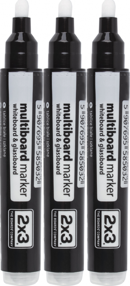 3x Marker suchościeralny 2x3 Multiboard, okrągła, biały