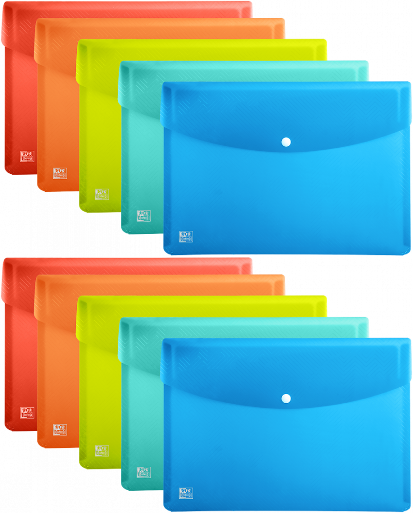 10x Teczka kopertowa Oxford Urban, A4, na zatrzask, mix kolorów