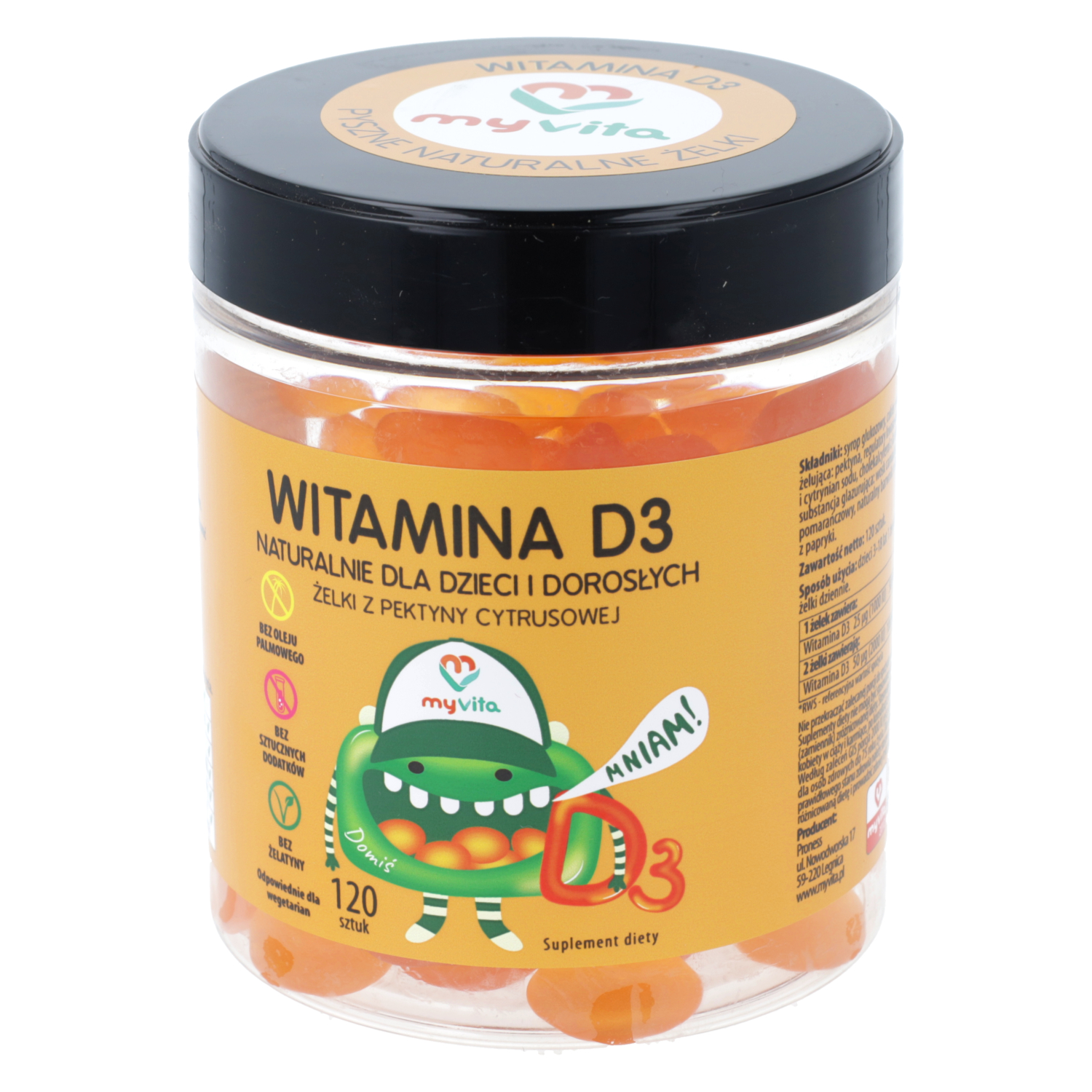 Myvita witamina d3 dla dzieci i dorosłych, 120 żelków