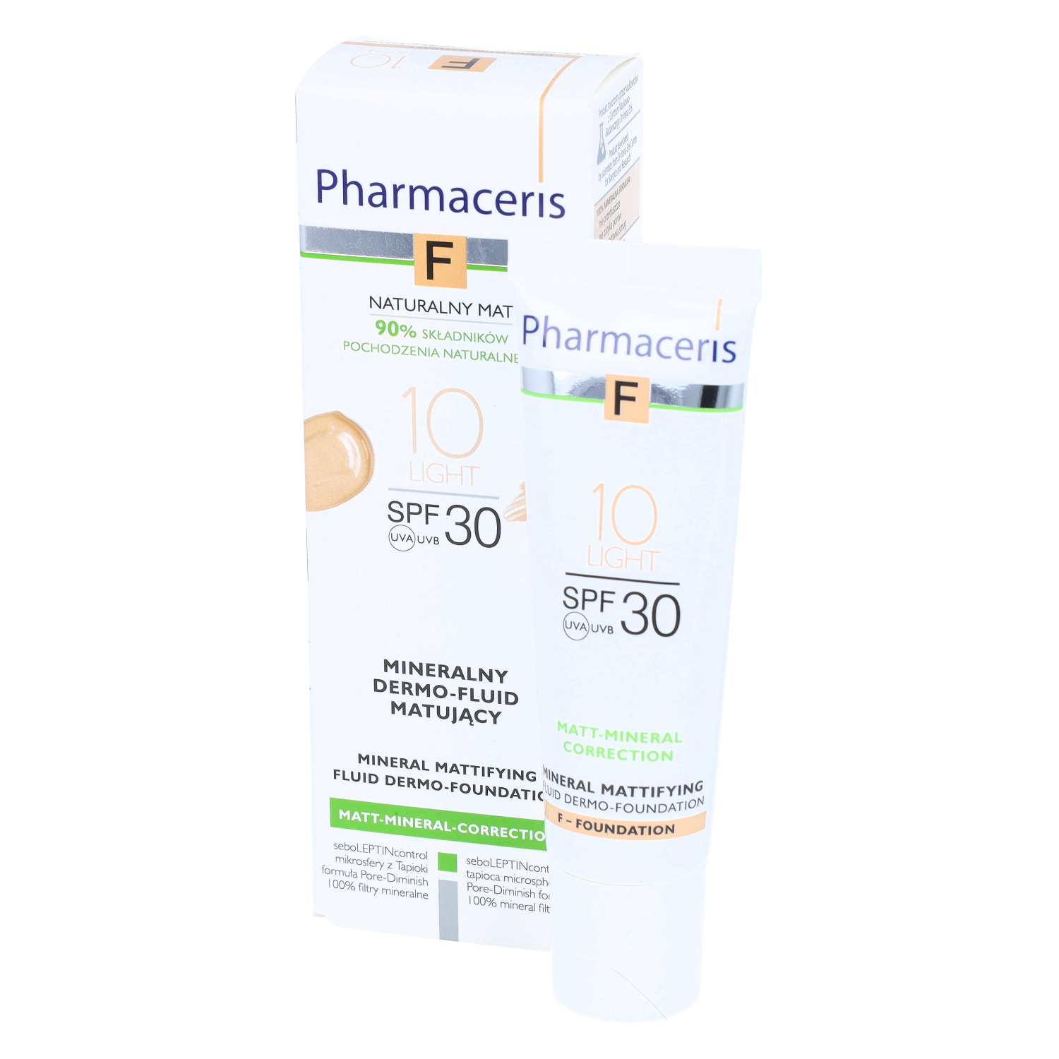 Pharmaceris f - mineralny dermo-fluid matujący spf 30, 10 light, 30 ml