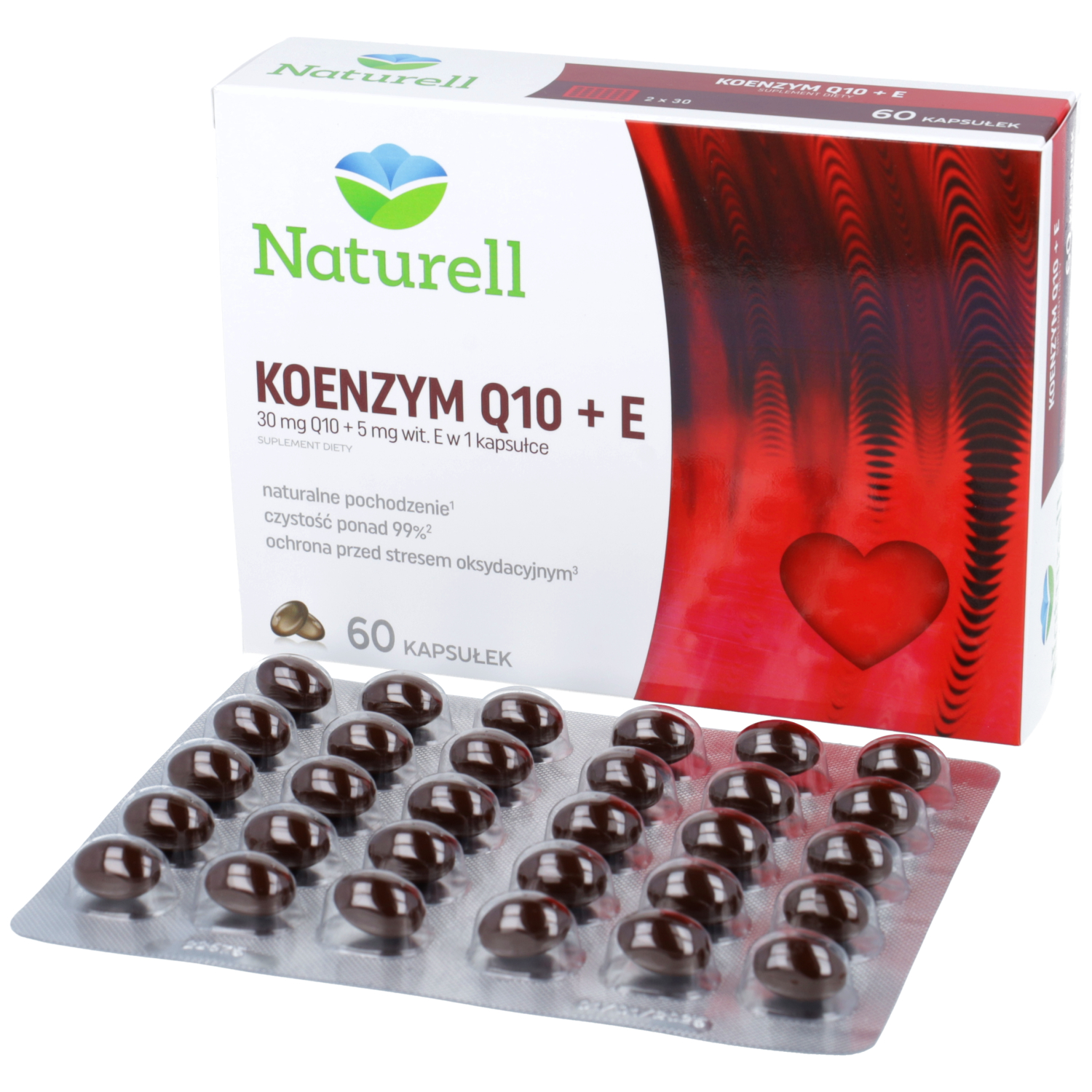Naturell koenzym q10 + e, 60 kapsułek