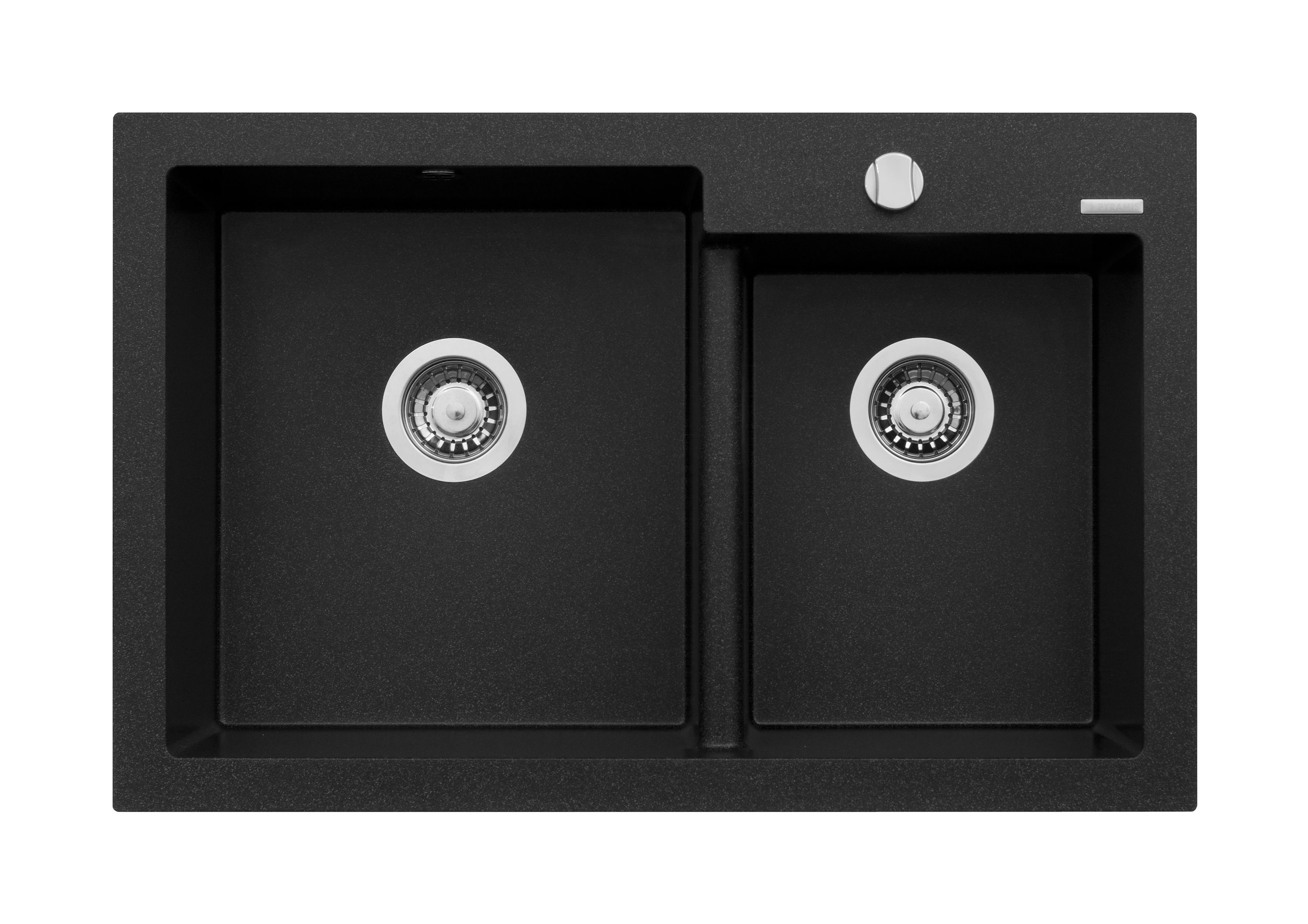 Pyramis Diplos zlewozmywak 79x51 cm Pyragranit czarny 070006601