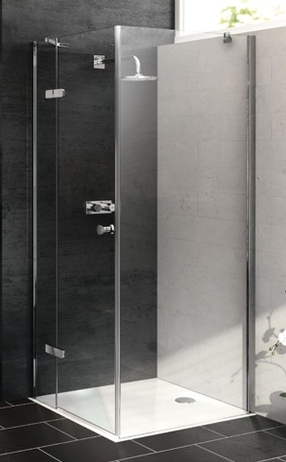 Hüppe Enjoy pure 4-kąt drzwi prysznicowe 100 cm lewe częściowo w ramie srebrny połysk/szkło przezroczyste Anti-Plaque 4T0109.092.322