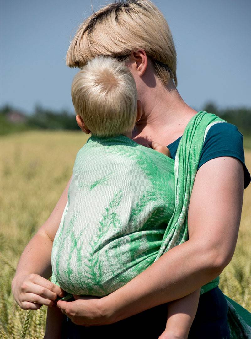 Chusta do noszenia dzieci FIELD EARS MINT - 100% Bawełna, splot żakardowy