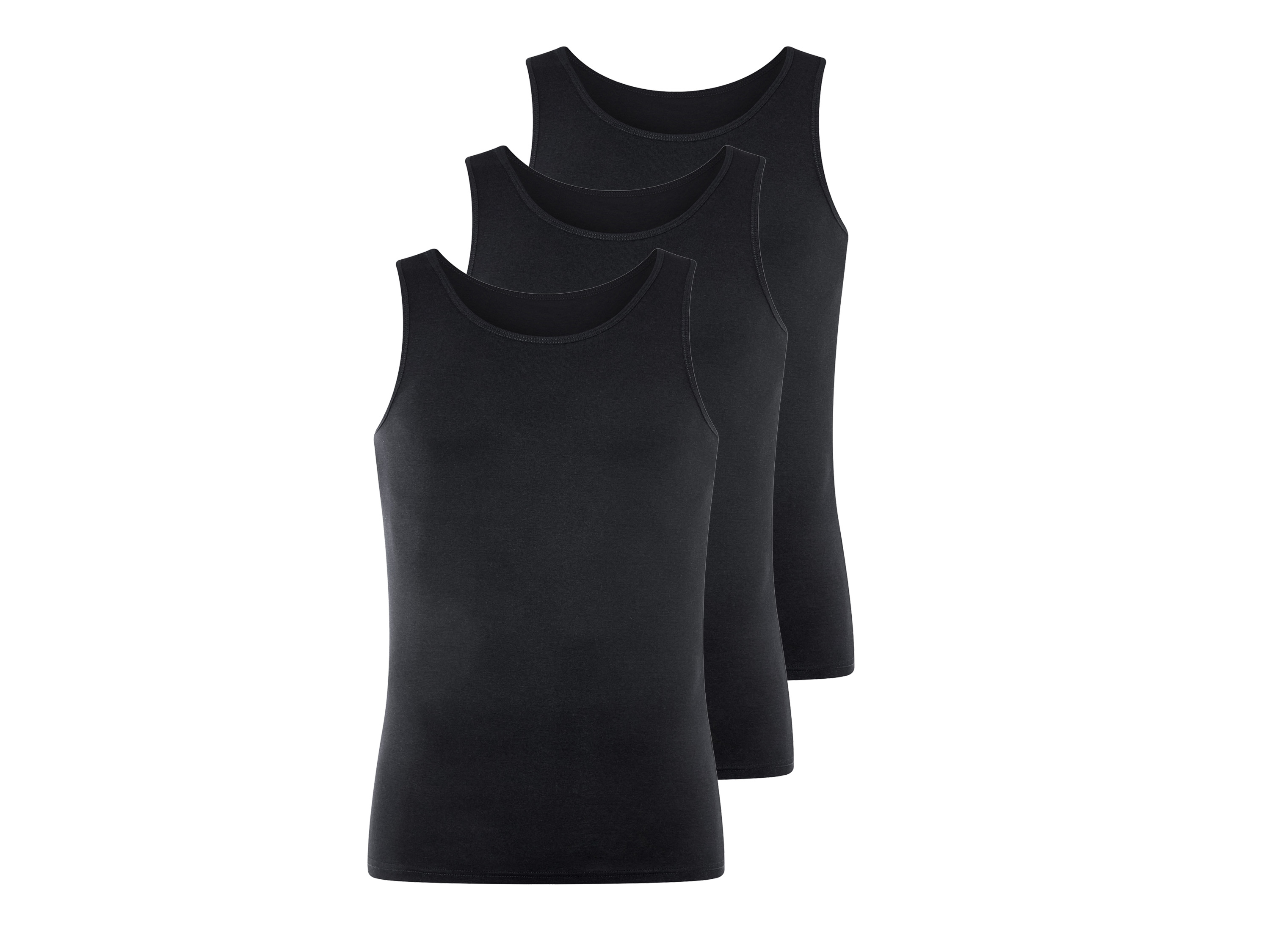 Livergy Podkoszulki męskie z bawełny, 3 sztuki Czarny, 7/Xl