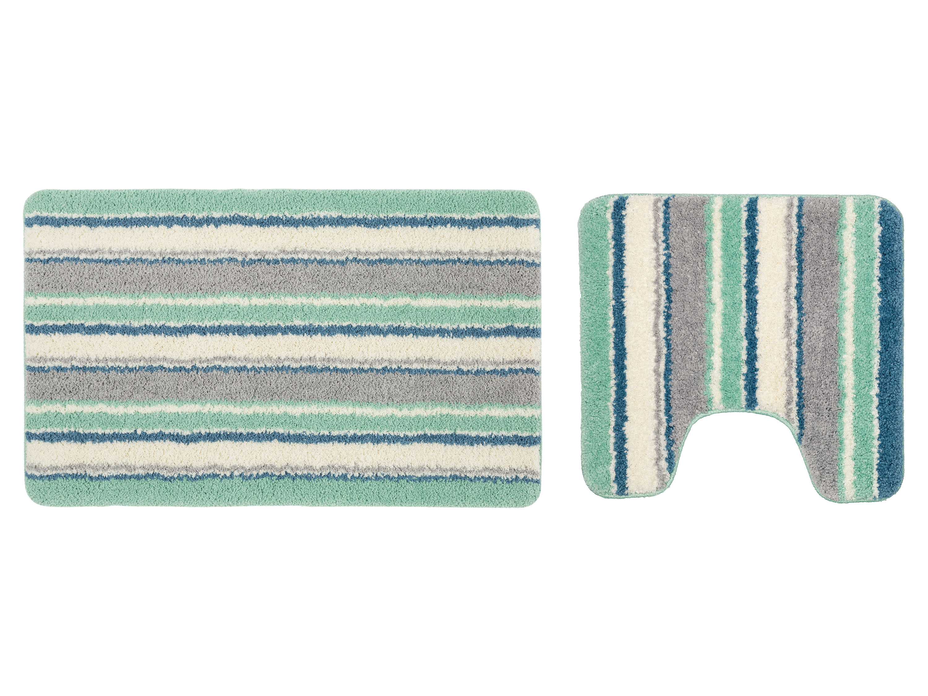 Livarno home Komplet 2 dywaników łazienkowych Wycięcie pod WC , Zielony w paski