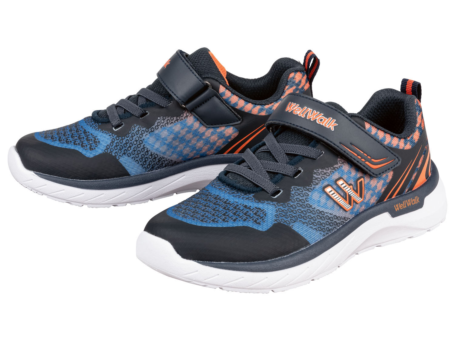 Dziecięce obuwie sportowo-rekreacyjne z wkładkami Memory Walk Granatowy/pomarańczowy, 30