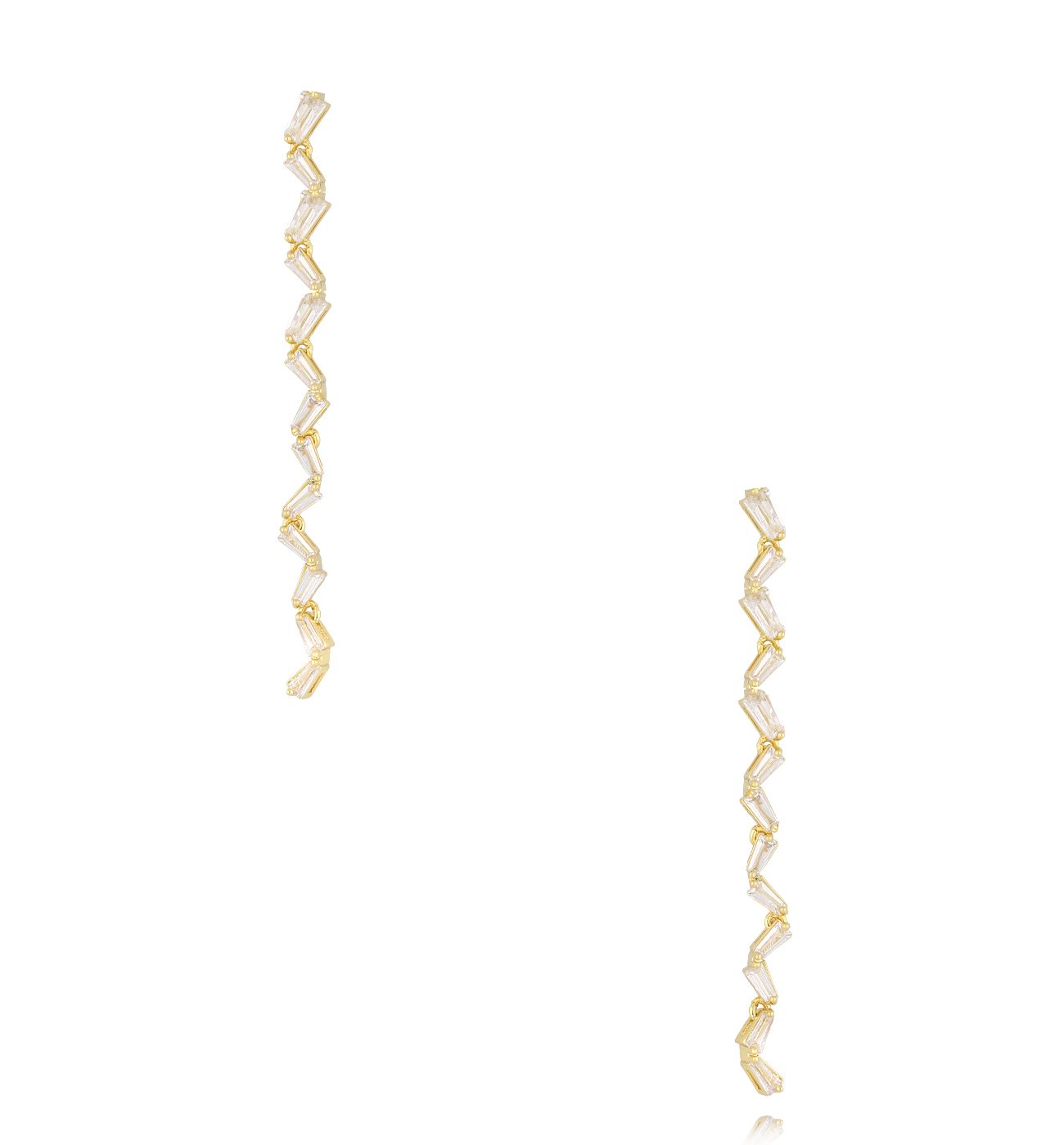 Kolczyki z transparentnymi kryształkami długie złote KSS2180